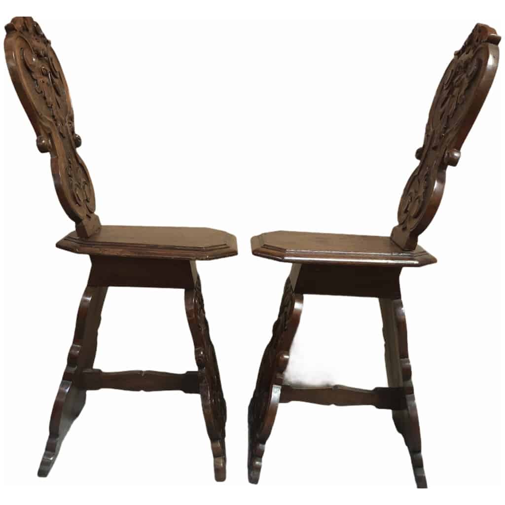 Pair of stools (possibility of 4) in carved wood in the style of the Renaissance 9