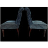 Paire de chaises à dossier crosse en velours rayé bleu 13