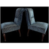 Paire de chaises à dossier crosse en velours rayé bleu 11