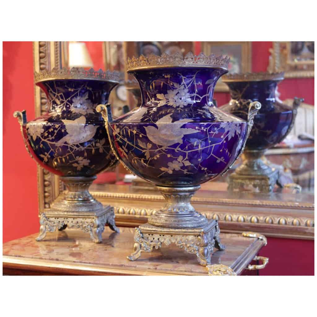 Pair of Sèvres blue basins XIXth 4