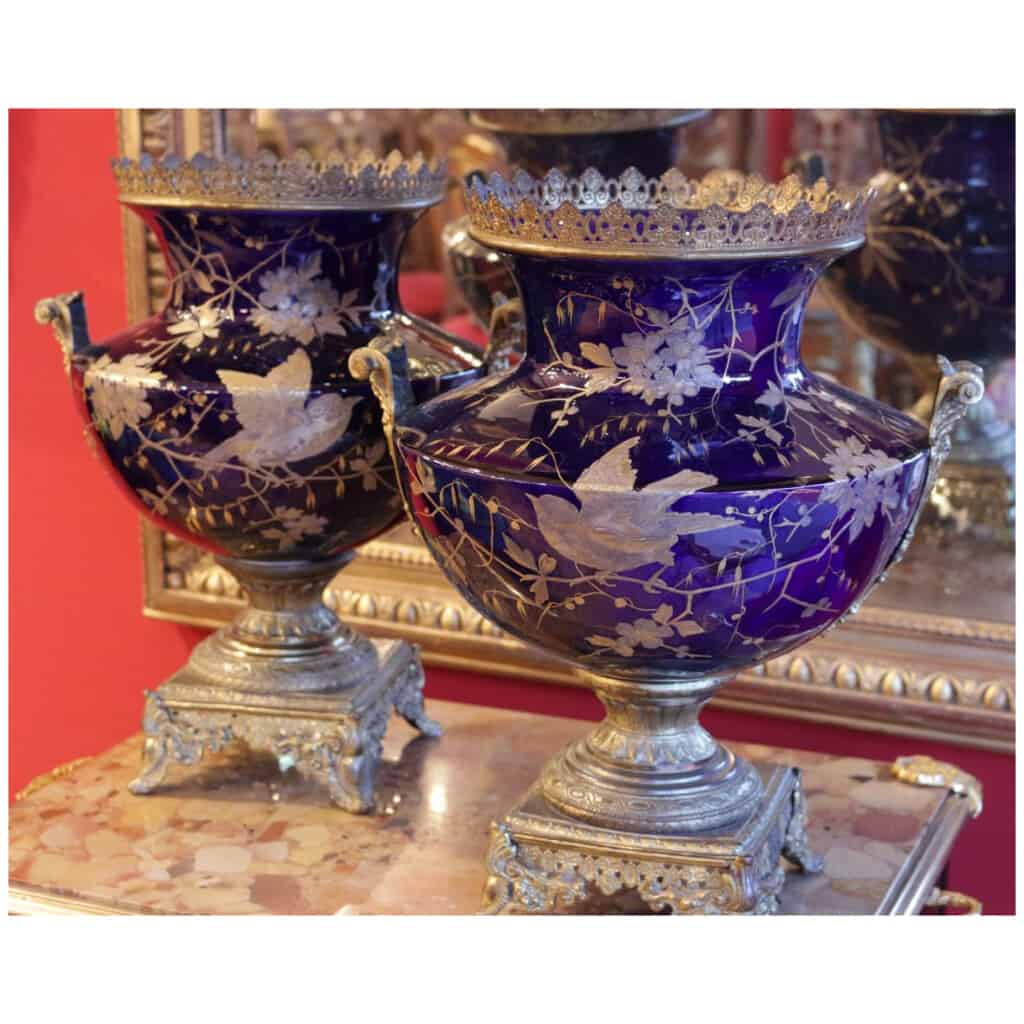 Pair of Sèvres blue basins XIXth 5