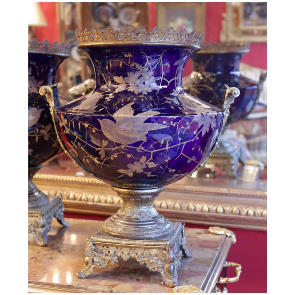 Pair of Sèvres blue basins XIXth 6