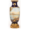 Paire de Vases Bleu de Sèvres » décor à la Wateau «  23