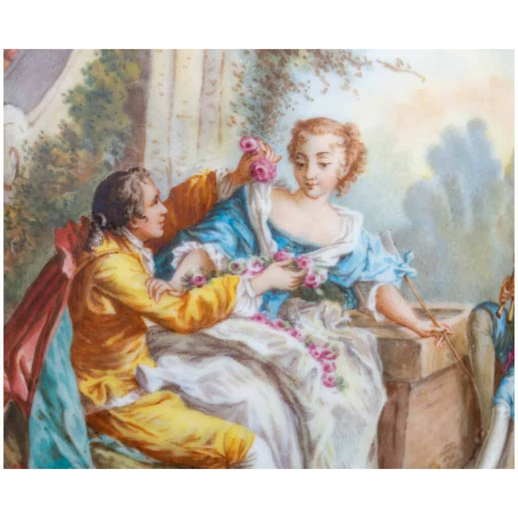 Paire de Vases Bleu de Sèvres » décor à la Wateau «  9