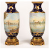Paire de Vases Bleu de Sèvres » décor à la Wateau «  21