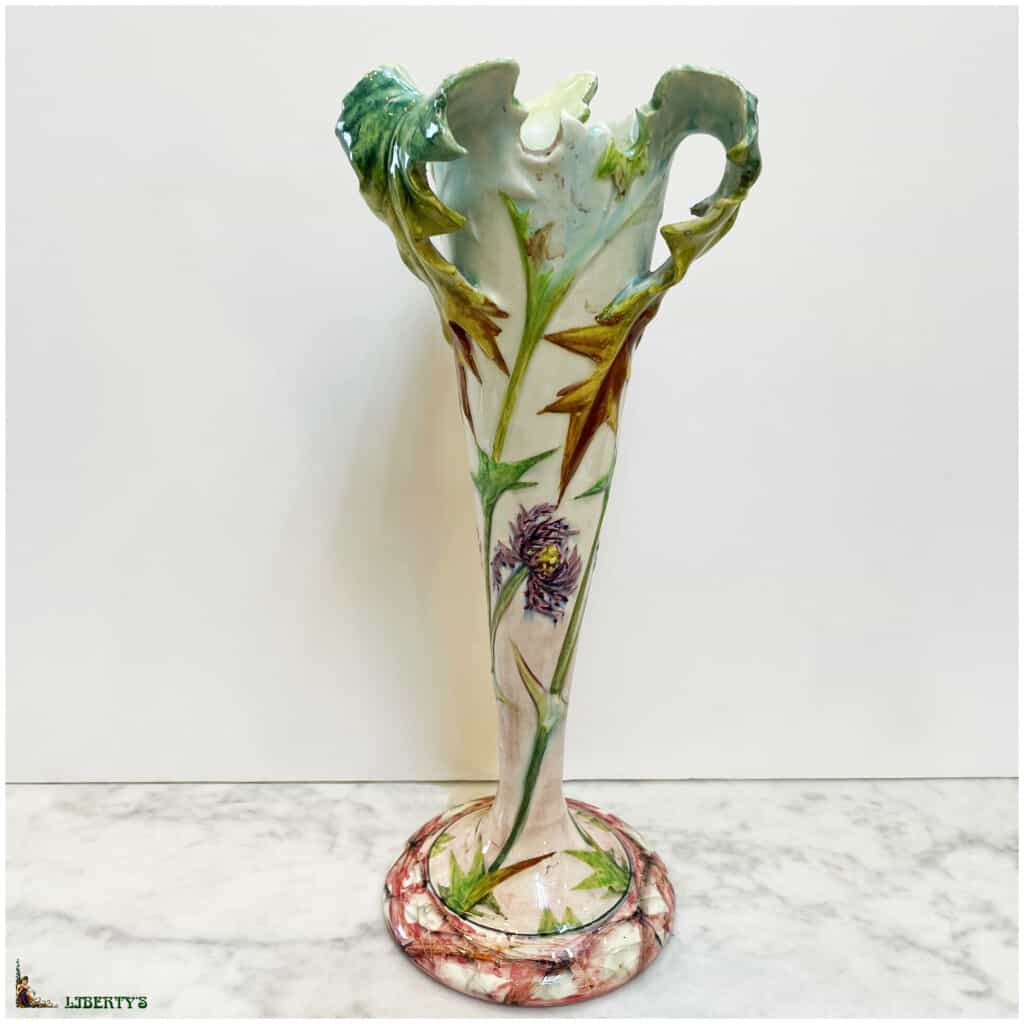Vase barbotine de Delphin Massier, haut. 36 cm, Deb. XXe 3