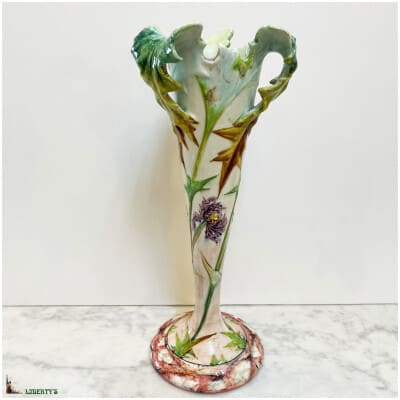 Vase barbotine de Delphin Massier, haut. 36 cm, Deb. XXe