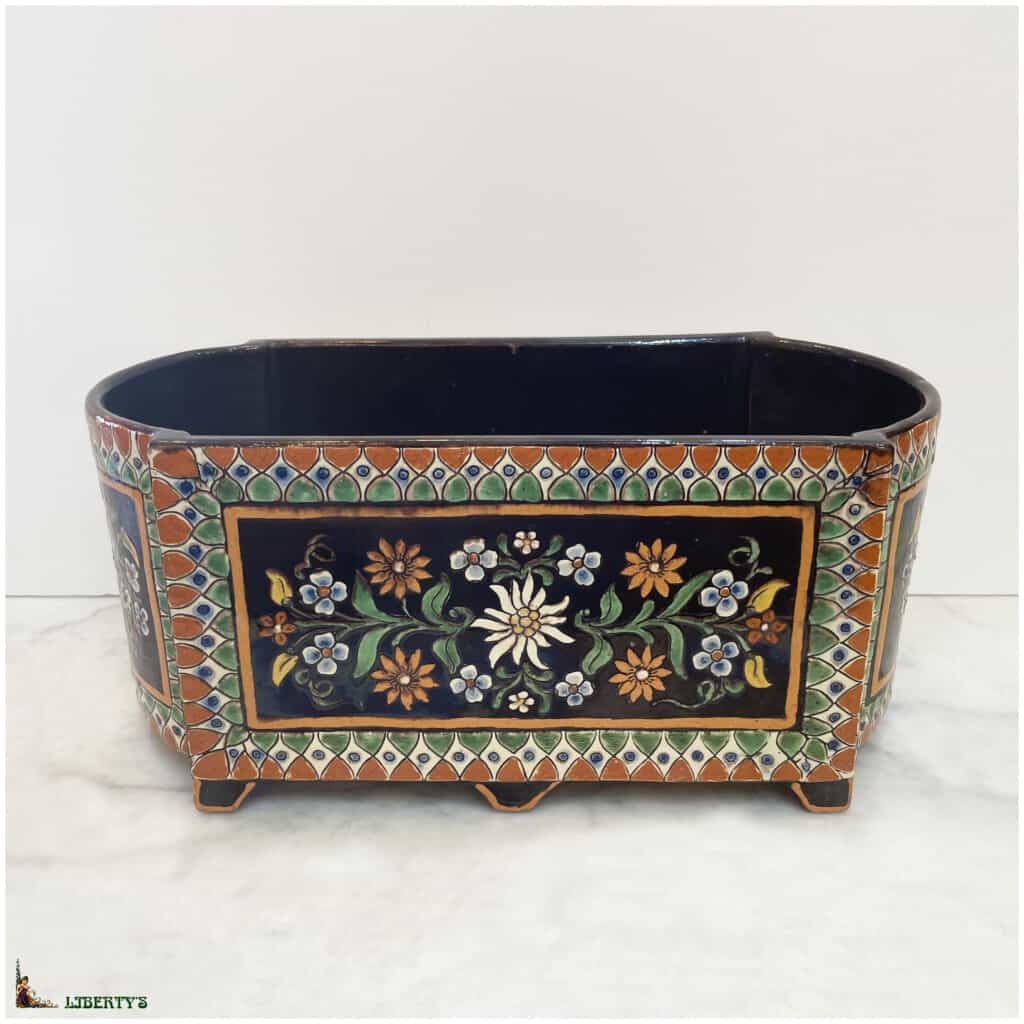 Enamels of Thun planter, 31 cm x 15 cm, height. 8cm (End XIXe) 3