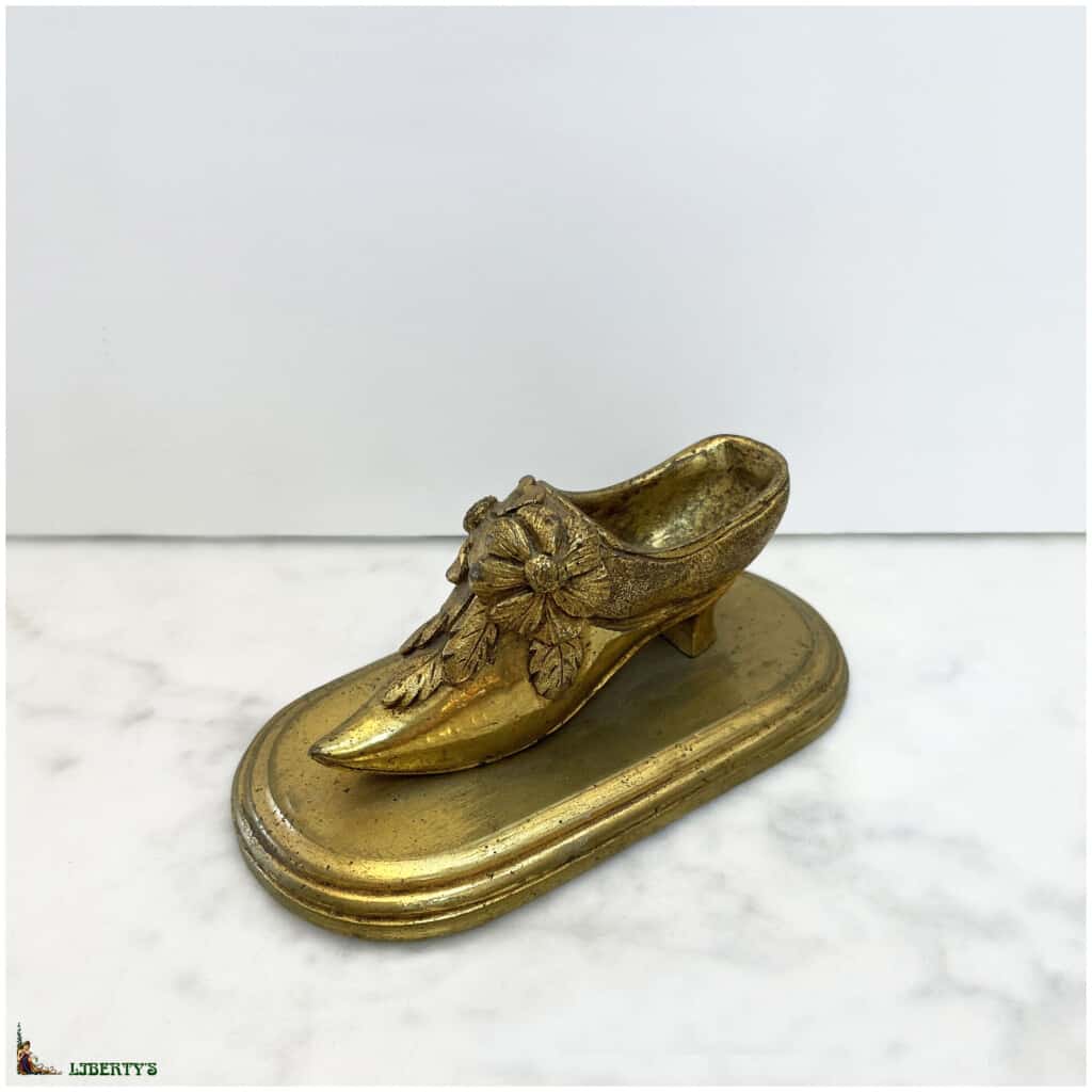 Pyrogène bronze doré chaussure, larg. 10.5 cm, Deb. XXe 3
