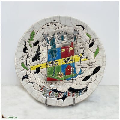 Emaux de Longwy "La Courneuve" plate, diam. 25.5 cm (1960-1970)