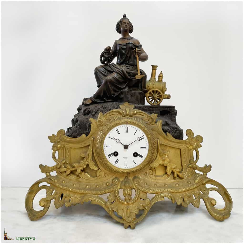 Pendulum regulates and bronzes the Sciences, with locomotive, high. 40.5cm, (End XIXe) 3