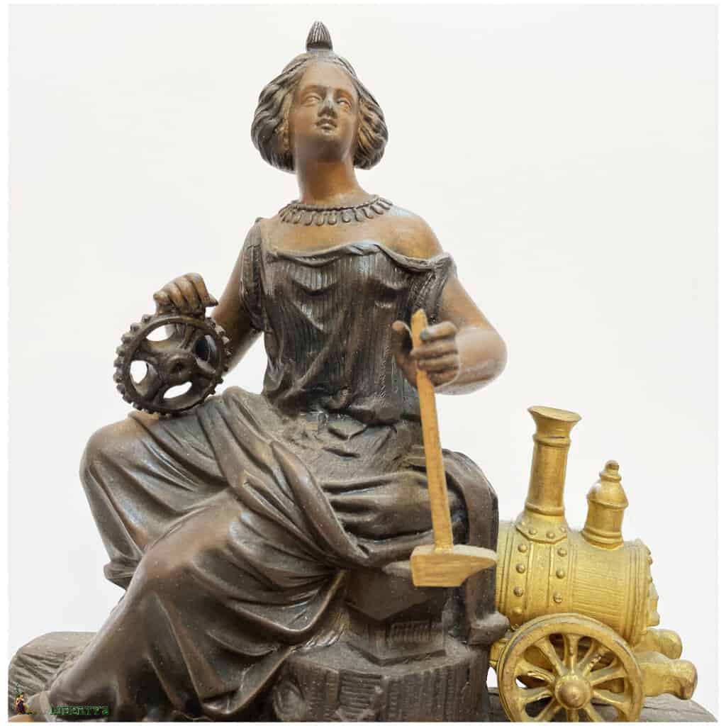 Pendulum regulates and bronzes the Sciences, with locomotive, high. 40.5cm, (End XIXe) 4