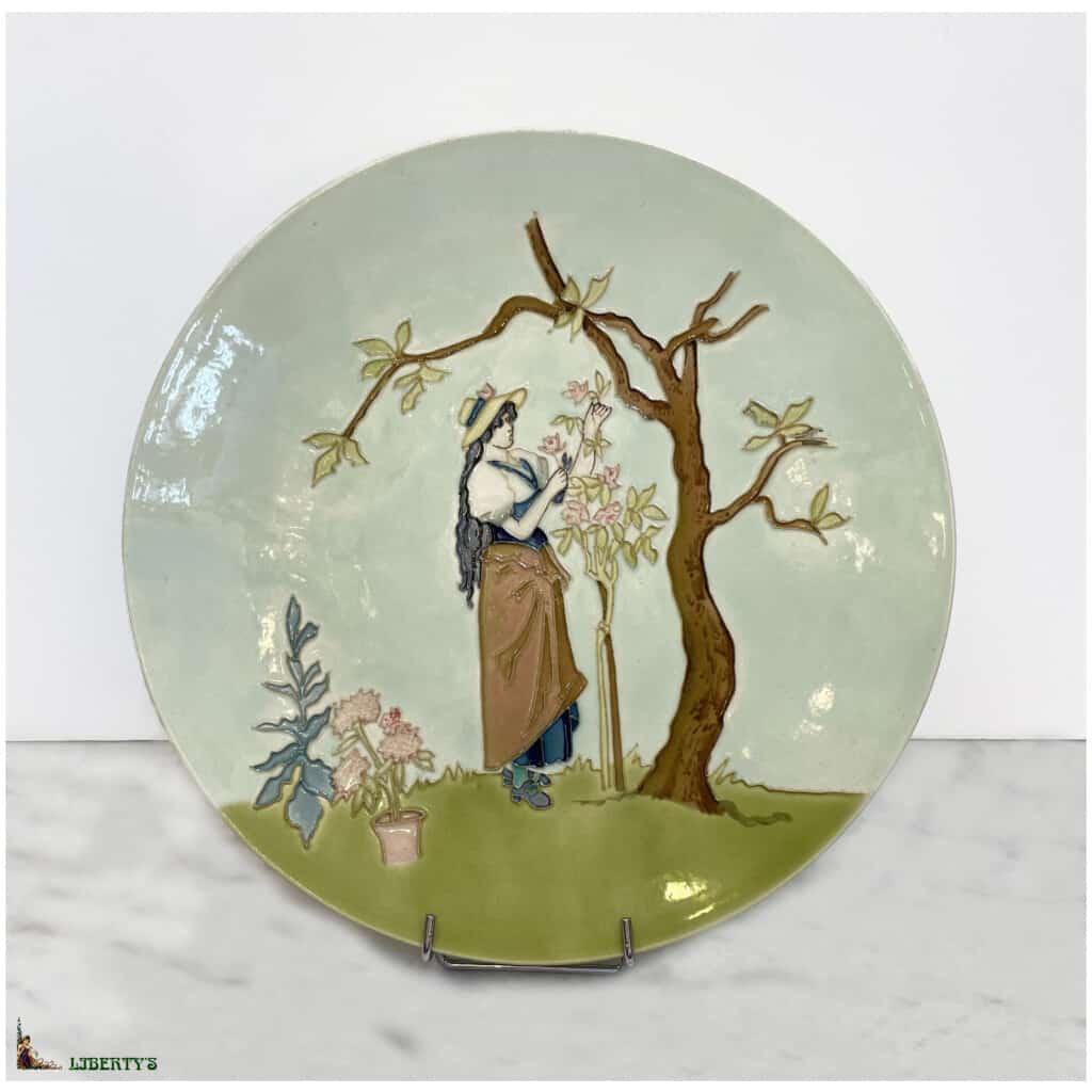 Plat Emaux de Longchamp, diam. 32.5 cm, (Fin XIXe) 3