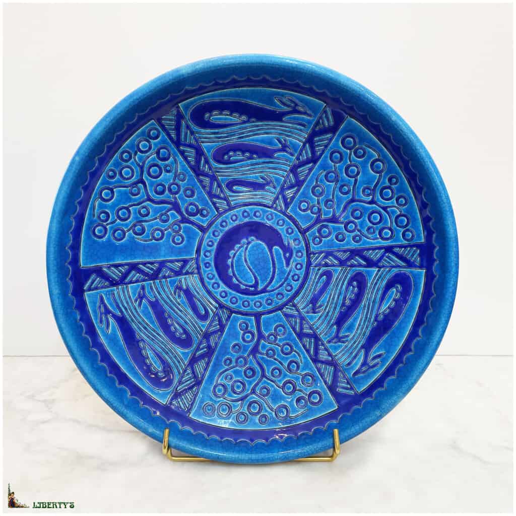 Large Art-Deco Primavera Emaux de Longwy bowl, diam. 38 cm (1920-1930) 3