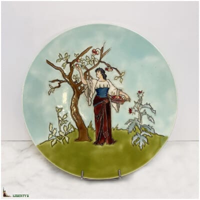 Plat Emaux de Longchamp, diam. 32.5 cm, (Fin XIXe) (Copie)