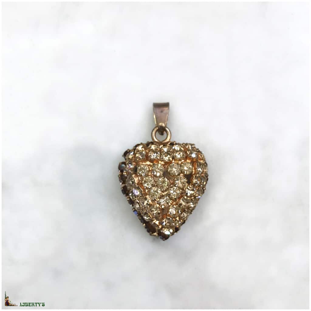Golden heart pendant with rhinestones, width. 2.5 cm, (1970-1980) 3