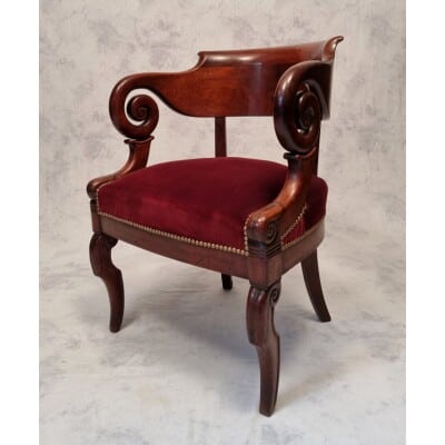 Office Chair Restoration Period - Mahogany From Cuba - 19th 3