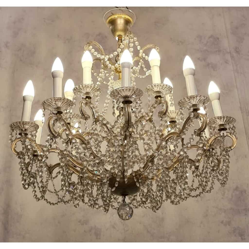 Swarovski Basket Chandelier - 15 Arms of light - Bronze & Crystal - 20th 3