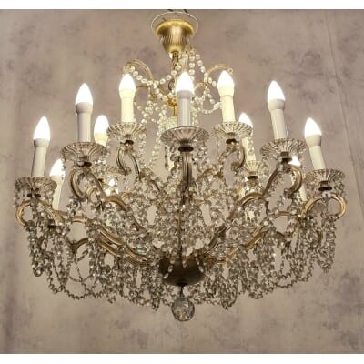 Swarovski Basket Chandelier - 15 Arms of light - Bronze & Crystal - 20th 3