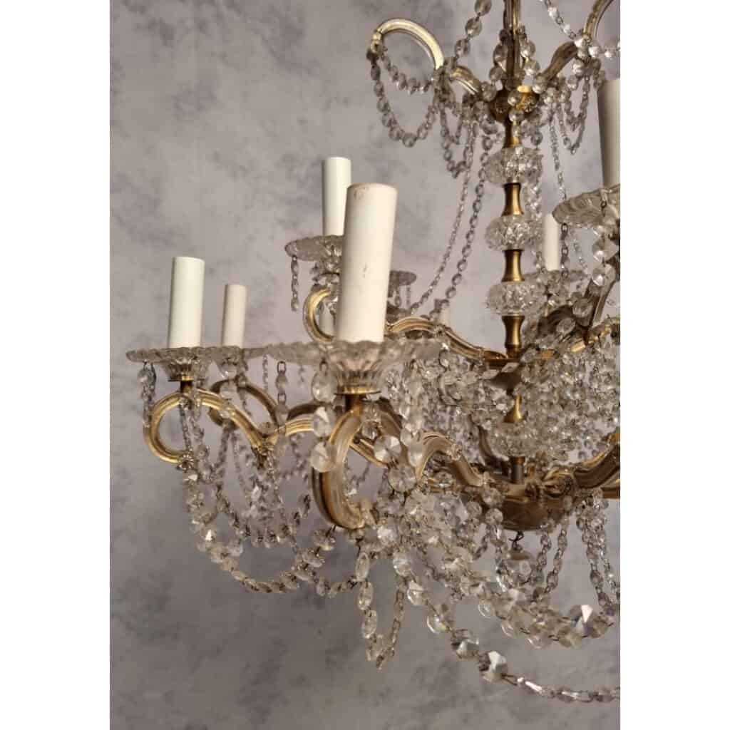 Swarovski Basket Chandelier - 15 Arms of light - Bronze & Crystal - 20th 9