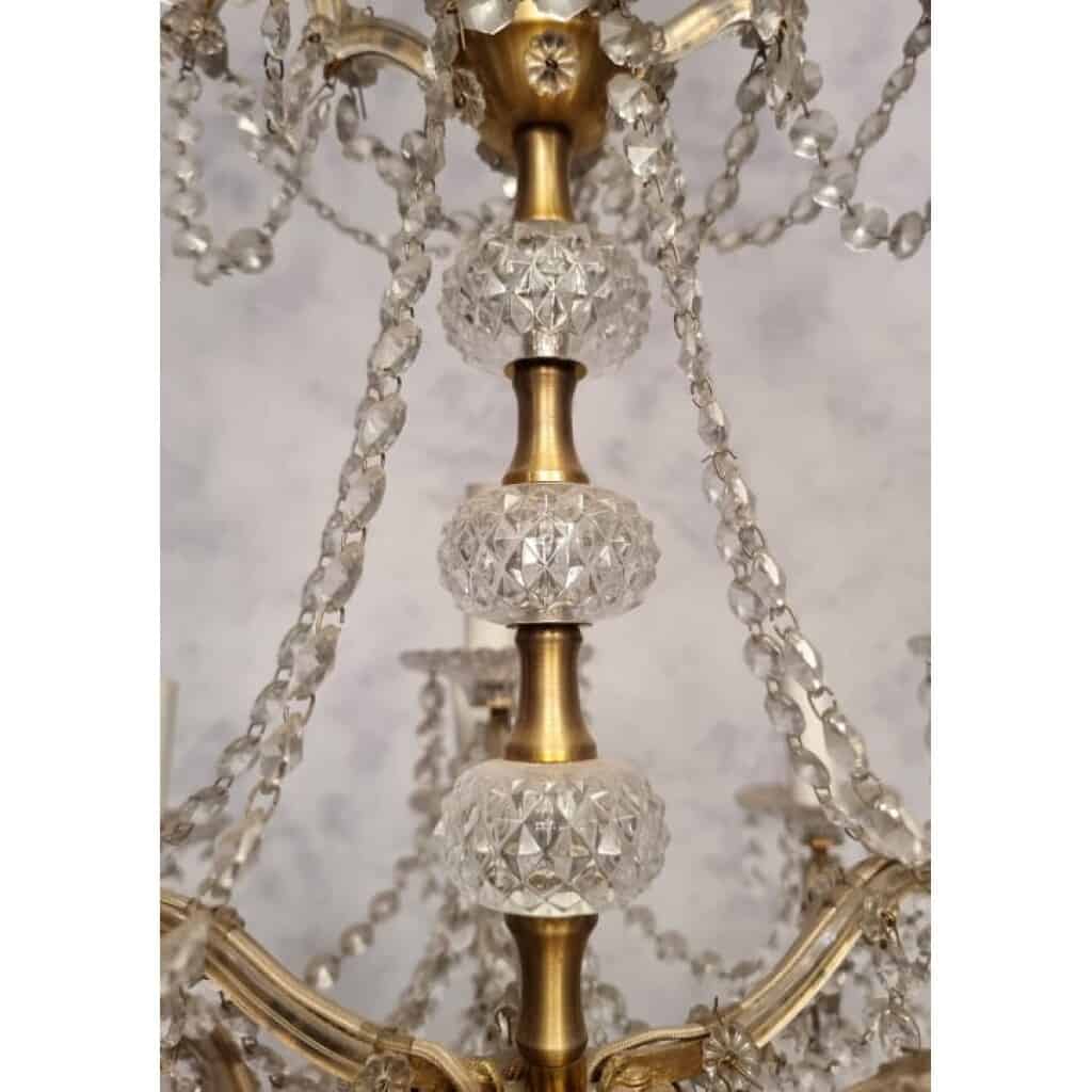 Lustre Corbeille Swarovski – 15 Bras de lumière – Bronze & Cristal – 20ème 11