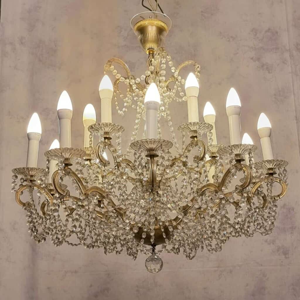 Swarovski Basket Chandelier - 15 Arms of light - Bronze & Crystal - 20th 5