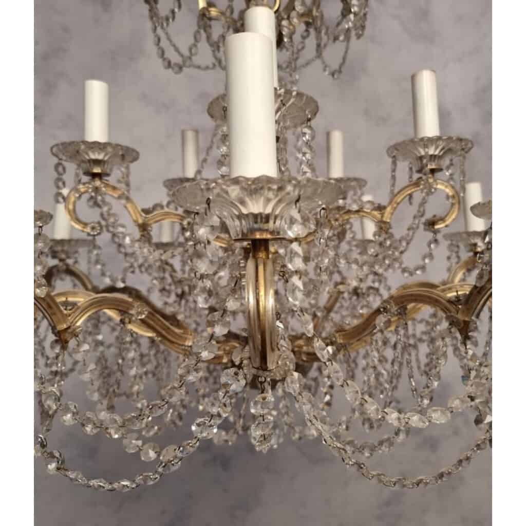 Swarovski Basket Chandelier - 15 Arms of light - Bronze & Crystal - 20th 8