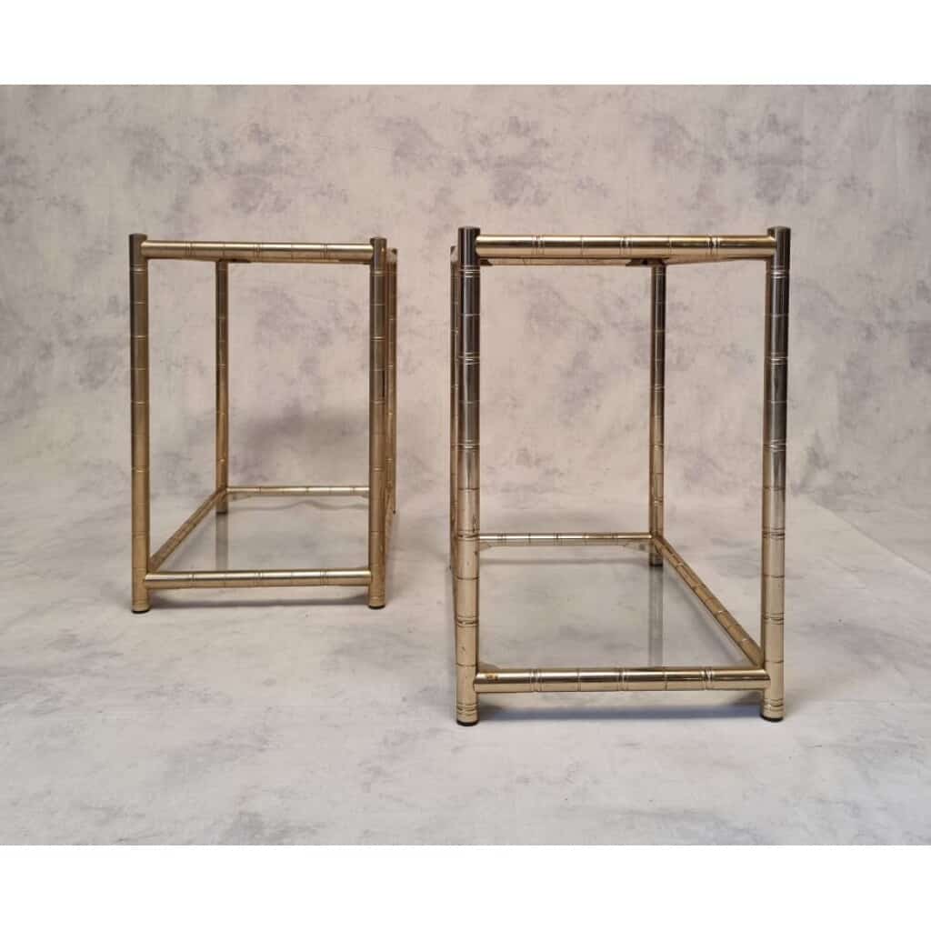 Pair Of Bamboo Sofa Ends - Golden Brass - Ca 1980 6