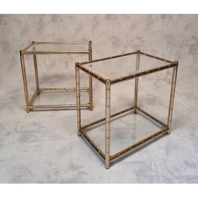 Pair Of Bamboo Sofa Ends - Golden Brass - Ca 1980 3