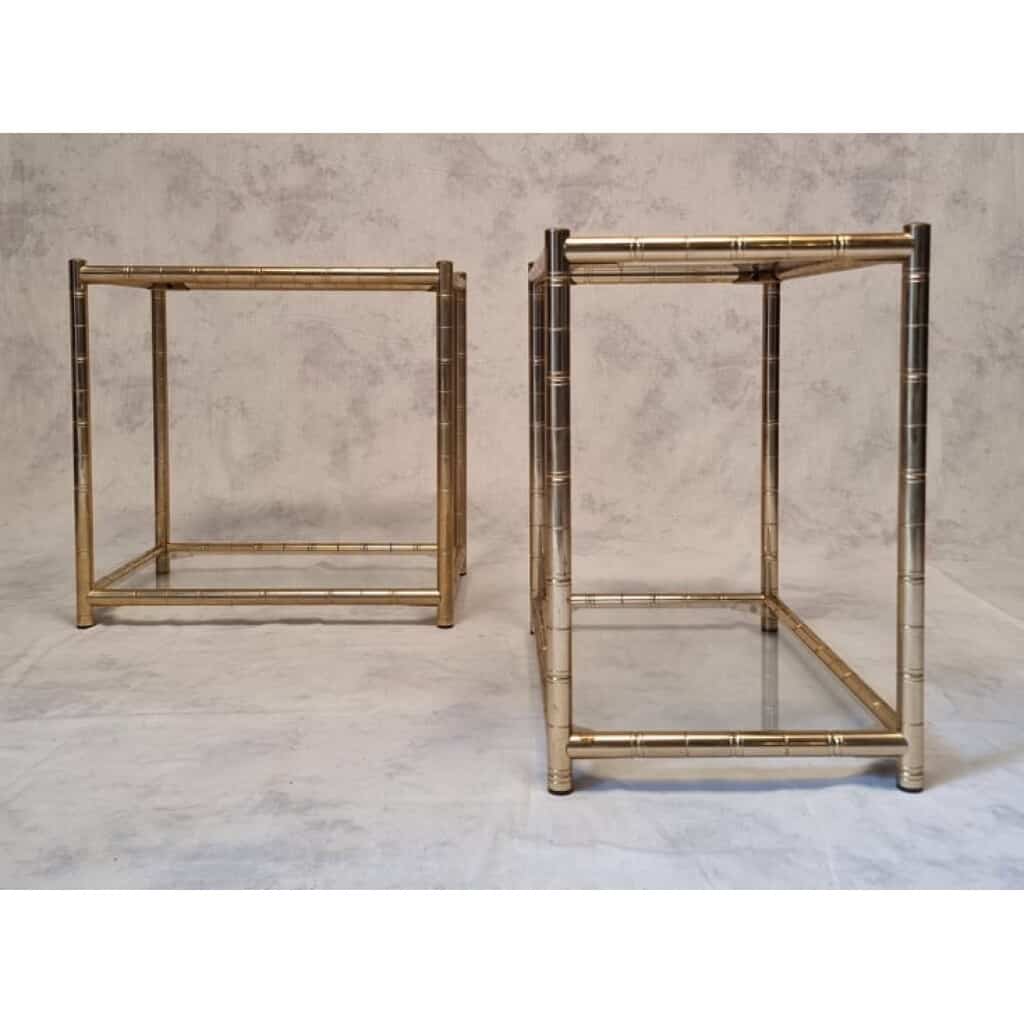 Pair Of Bamboo Sofa Ends - Golden Brass - Ca 1980 5