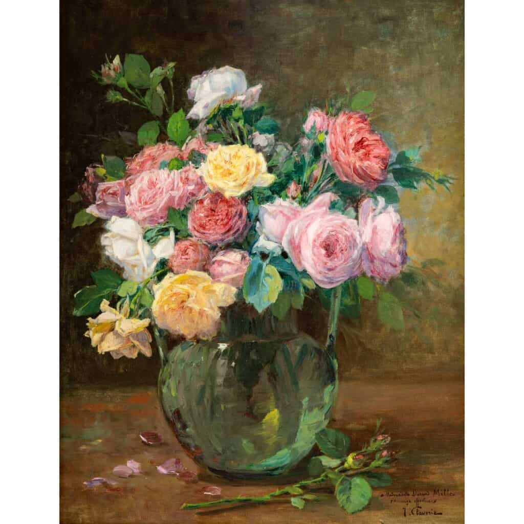 Justin Jules Claverie (1859 – 1932) : Bouquet de roses. 4