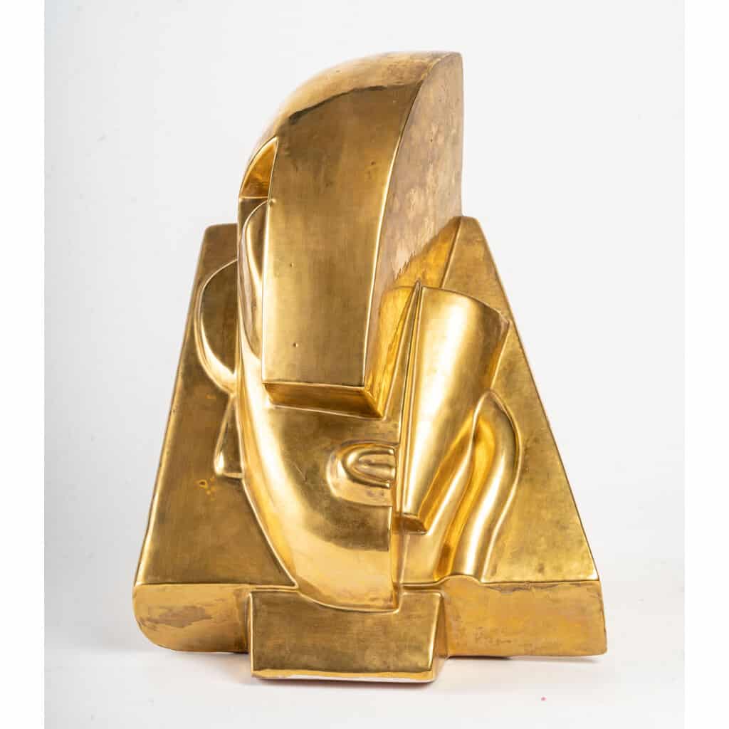 Tête en céramique dorée d’après Joseph CSAKY ( 1888- 1971 ) 3