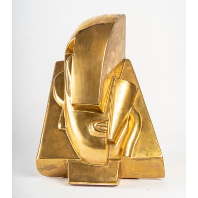 Golden ceramic head after Joseph CSAKY (1888- 1971)