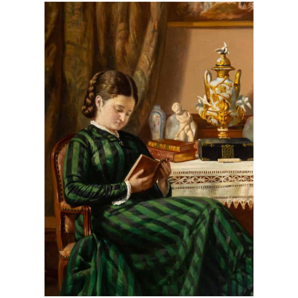 Pierre Emile Bernede (1830/1900 )  » Jeune fille à la lecture  » 1880 5