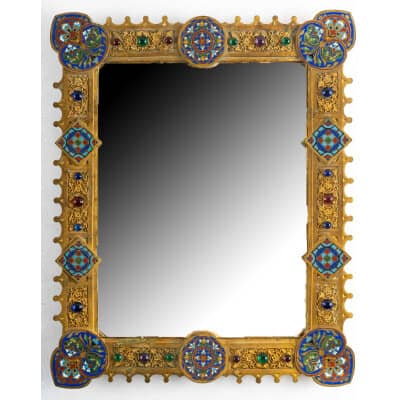 Miroir en bronze doré Style Byzantin ( 1850 ) émaillé 3