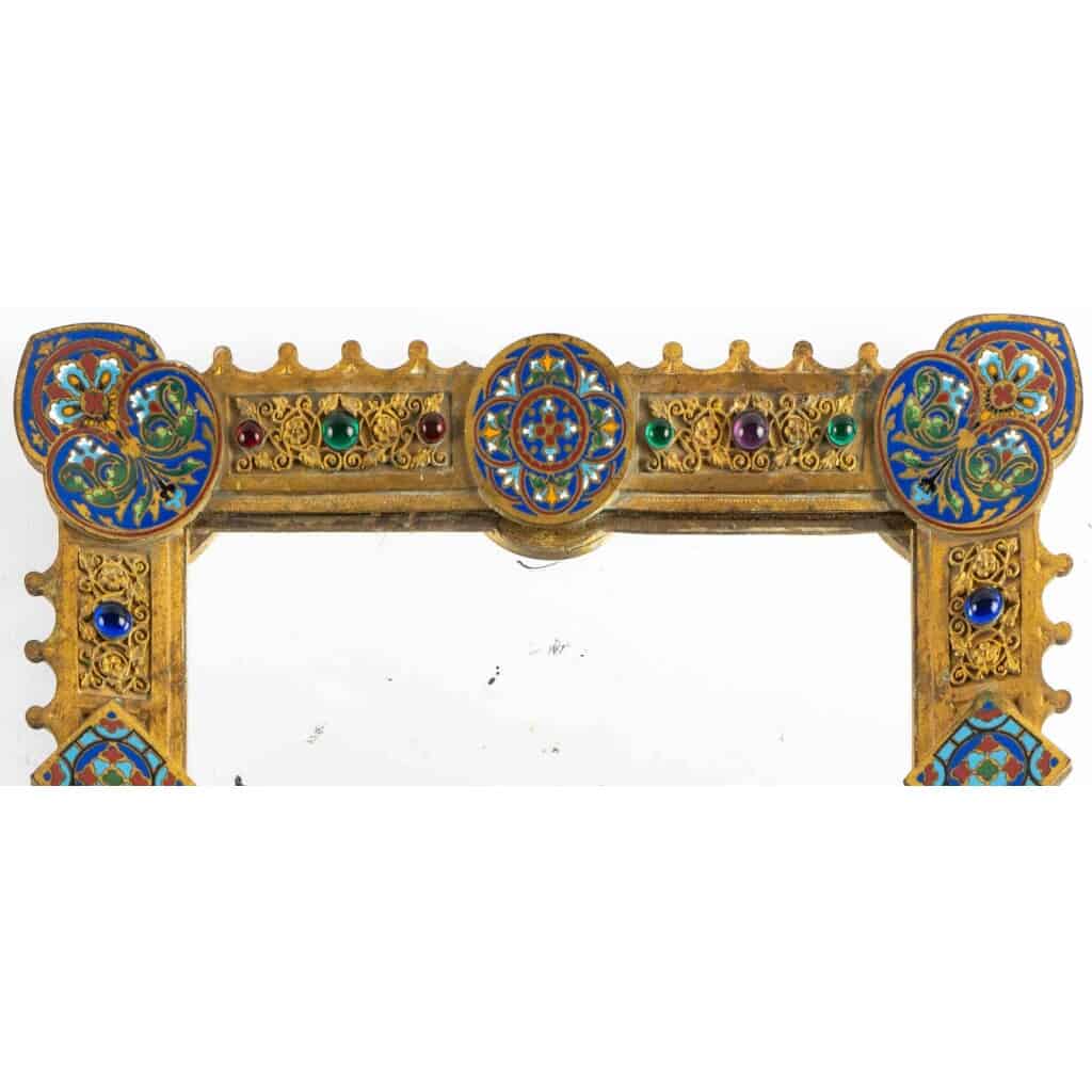 Byzantine Style (1850) gilt bronze mirror enamelled 4