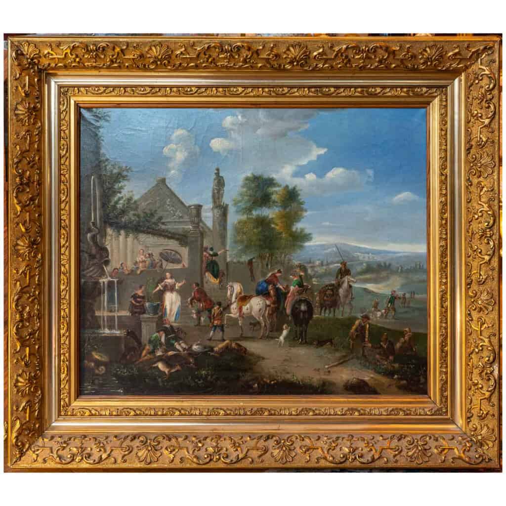 Scène de Fête au village « tableau Flamand XIXème «  3
