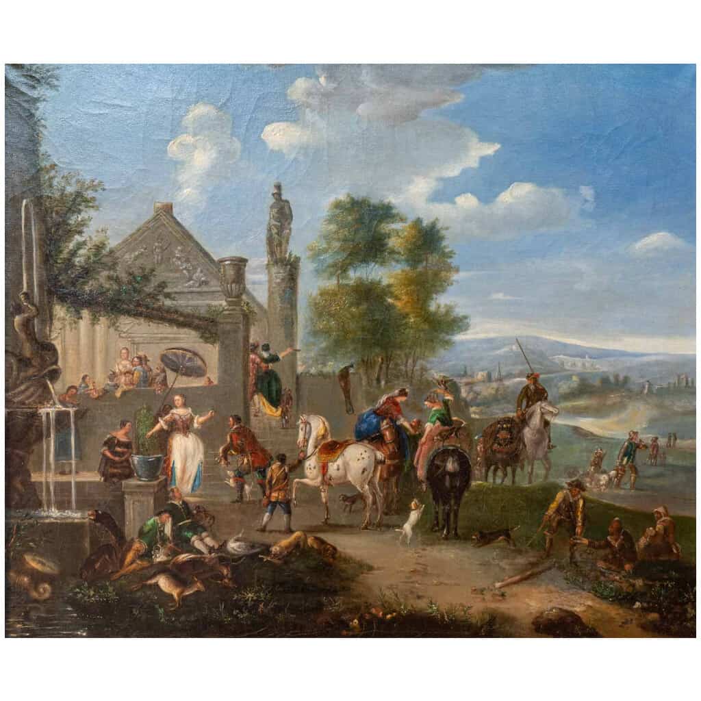 Scène de Fête au village « tableau Flamand XIXème «  4