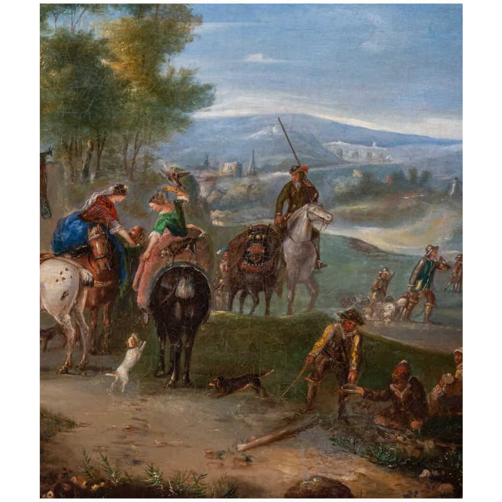 Scène de Fête au village « tableau Flamand XIXème «  5