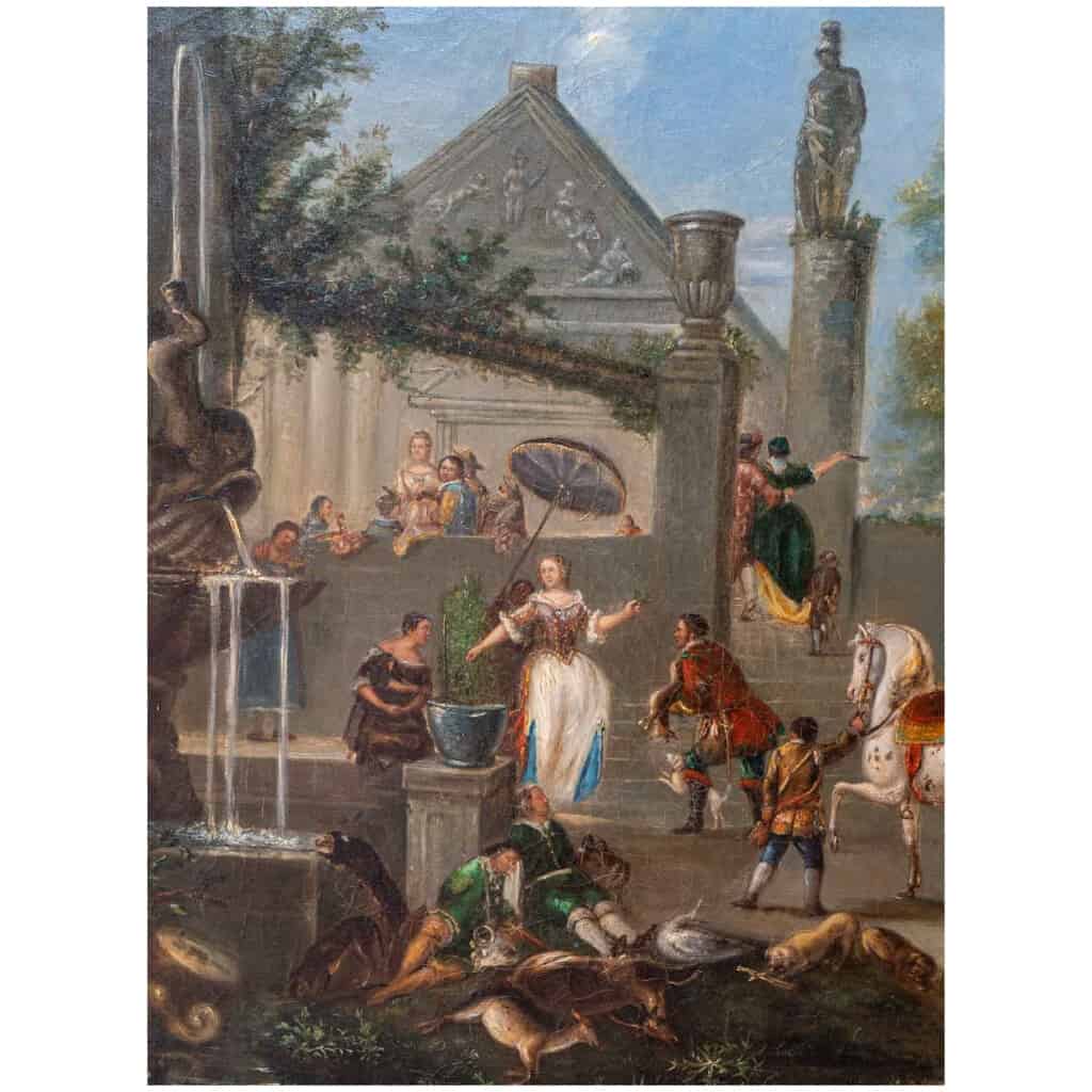 Scène de Fête au village « tableau Flamand XIXème «  6