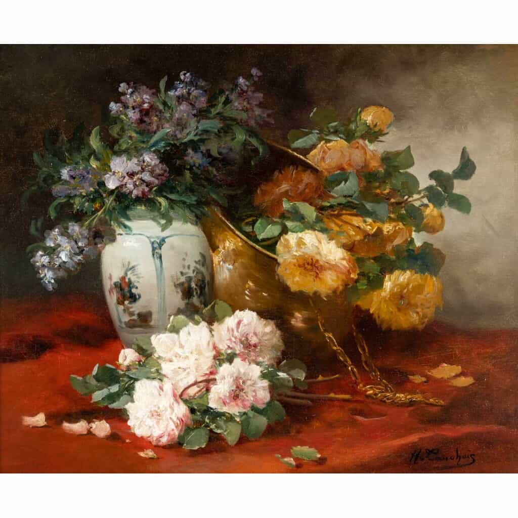 Henri Cauchois (1850 – 1911) : Nature morte aux bouquets de roses. 4