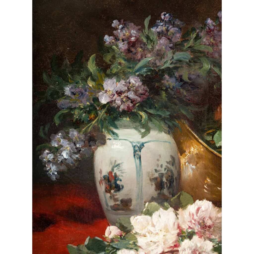Henri Cauchois (1850 – 1911) : Nature morte aux bouquets de roses. 5