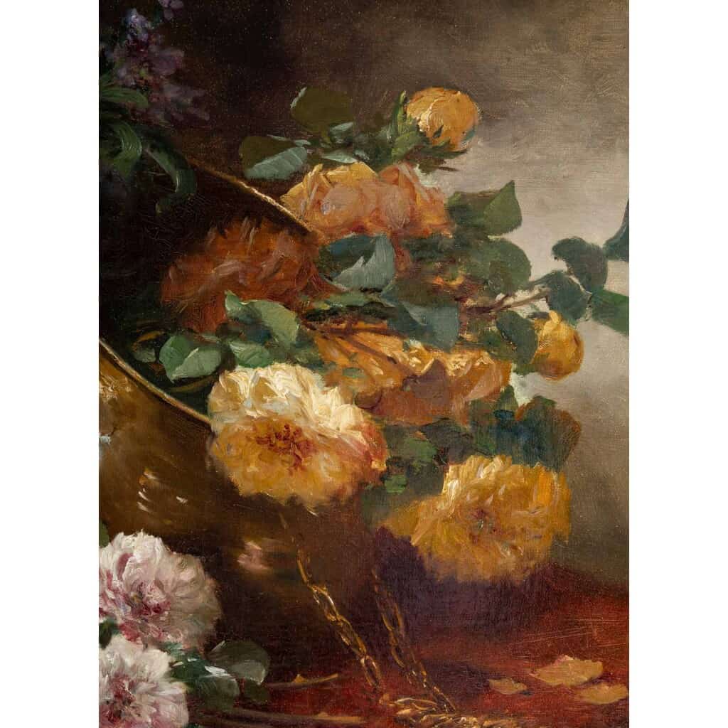 Henri Cauchois (1850 – 1911) : Nature morte aux bouquets de roses. 6
