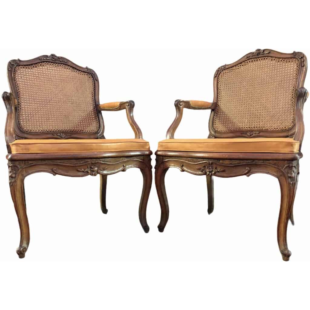 Pair of Regency armchairs in natural wood stamped Jean Avisse 5