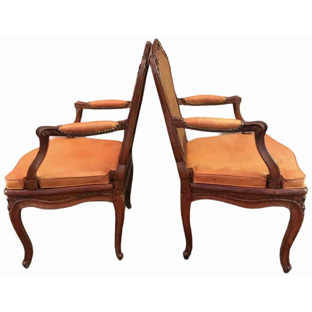 Paire de fauteuils d’époque Régence en bois naturel estampillés Jean Avisse 10