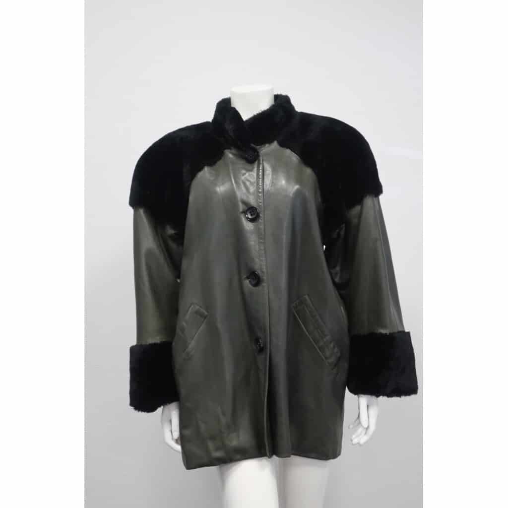 manteau Yves Saint Laurent cuir et fourrure VENDU SOLD 3