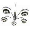 CHANDELIER 1970s in matt and shiny chrome 5 lights 12
