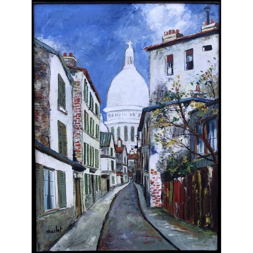 MACLET Elisée Peinture 20è école Française Paris Vue De Montmartre Le Sacré Coeur Huile Signée 7