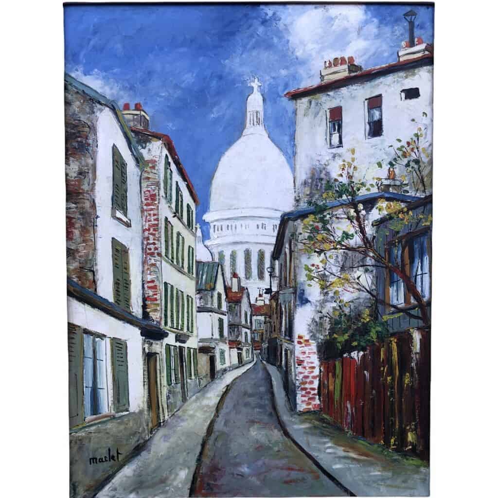 MACLET Elisée Painting 20th French School Paris View Of Montmartre The Sacré Coeur Oil Signed 6