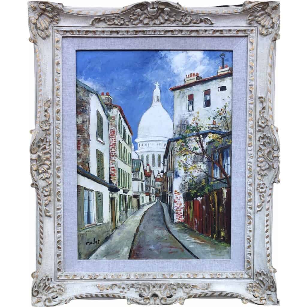 MACLET Elisée Painting 20th French School Paris View Of Montmartre The Sacré Coeur Oil Signed 3